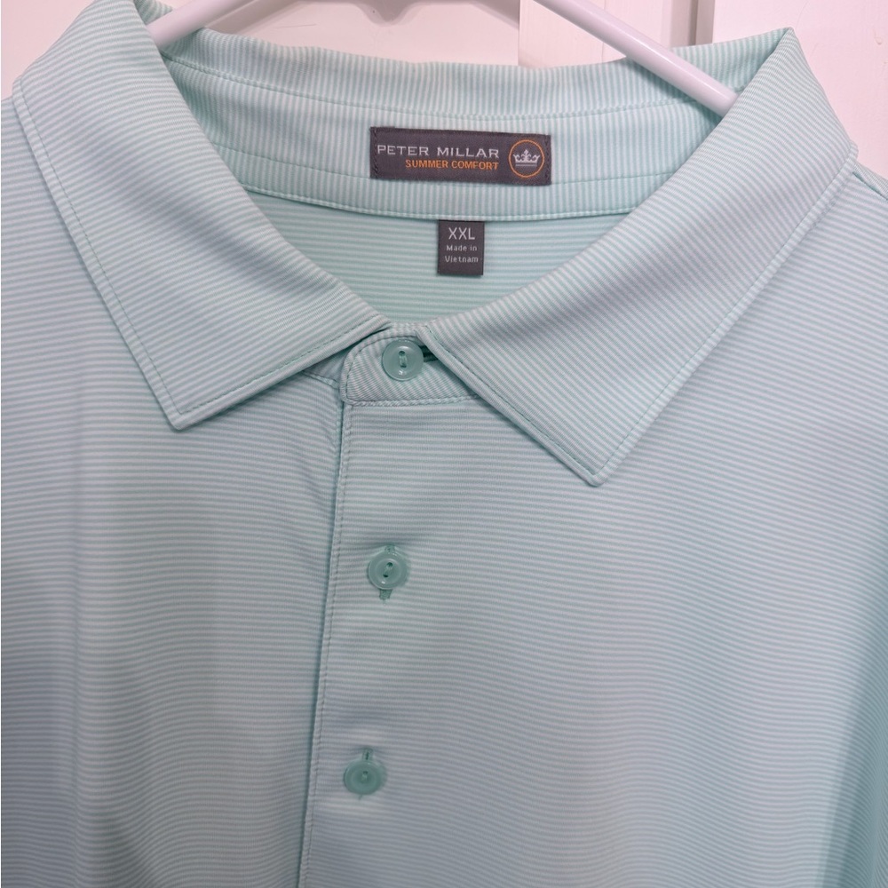 Peter Millar Men's Mint Striped Polo Shirt